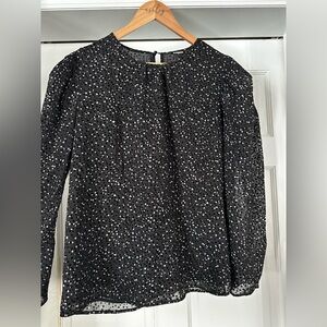 Express Black, Silver & White Polka Dot Blouse